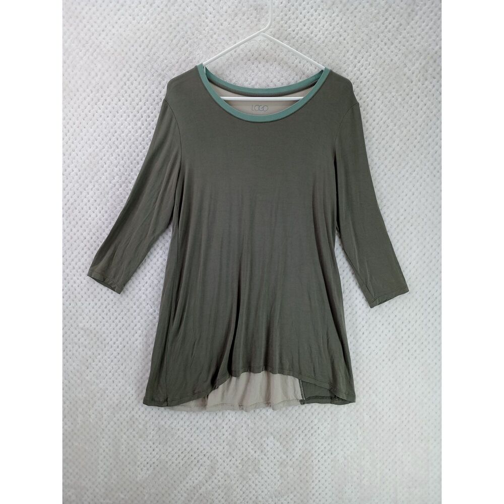 LOGO Lori Goldstein Women's Large Olive Green Top